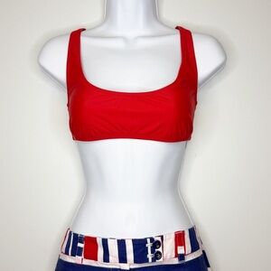 J. Crew Vibrant Red Heritage Scoopneck Bikini Top New Women’s Large